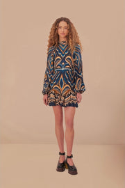 PINEAPPLE IKAT RAGLAN MINI DRESS