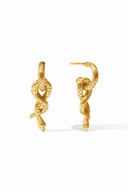 SNAKE HOOP & CHARM EARRING- GLD