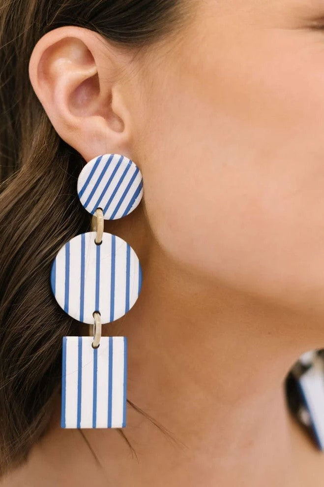 BLUE STRIPE HARBOR EARRINGS