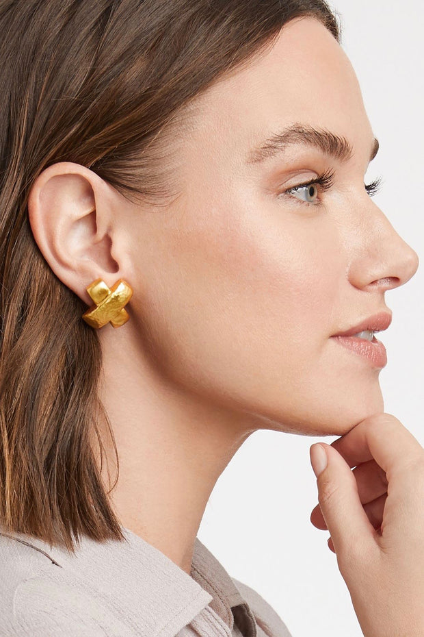 CATALINA X STUD EARRING LG- GOLD