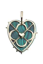 LOVE CARRY YOUR HEART MALACHITE PENDANT- DRAWN LINK CHAIN