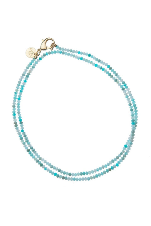 DOUBLE WRAP DIAMOND CUT TURQUOISE NECKLACE