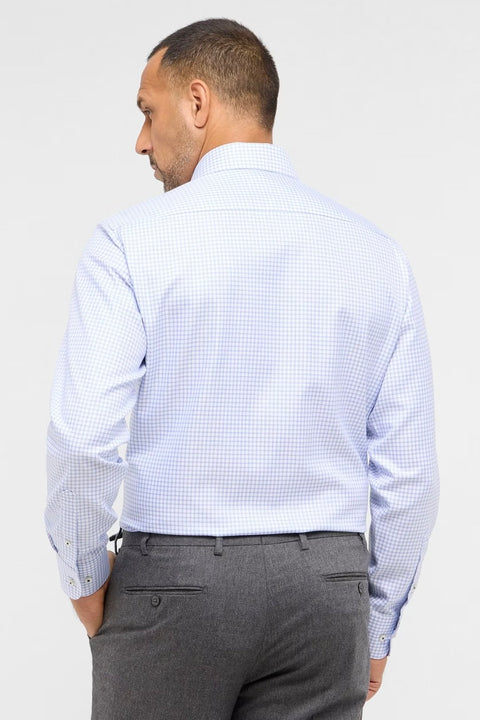 CHECKED TWILL MODERN FIT CUTAWAY COLLAR BLU