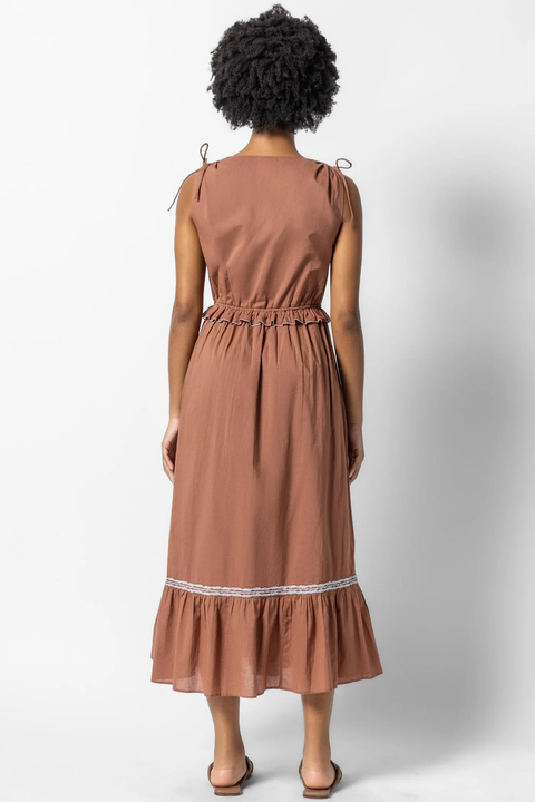 GATHERED WAIST V-NECK DRESS (PA2555)