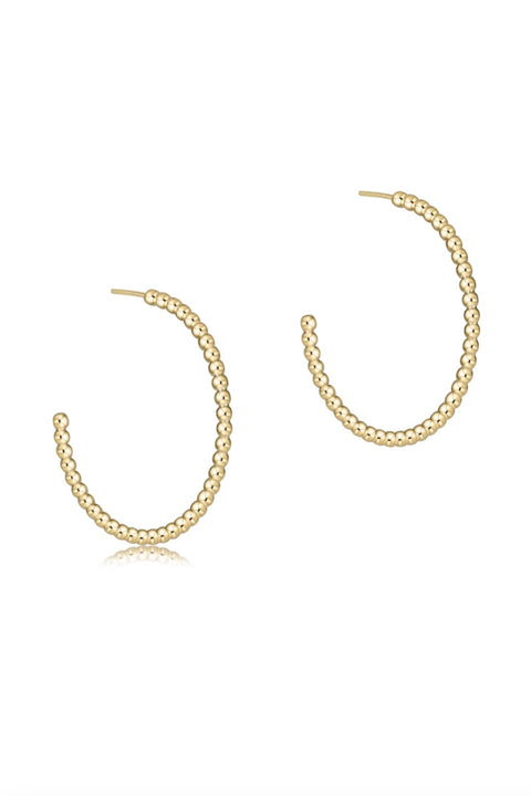 BEADED CLASSIC 1.25" HOOP- 2MM GOLD