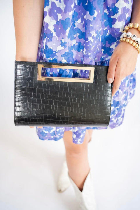 CHLOE CROC CLUTCH