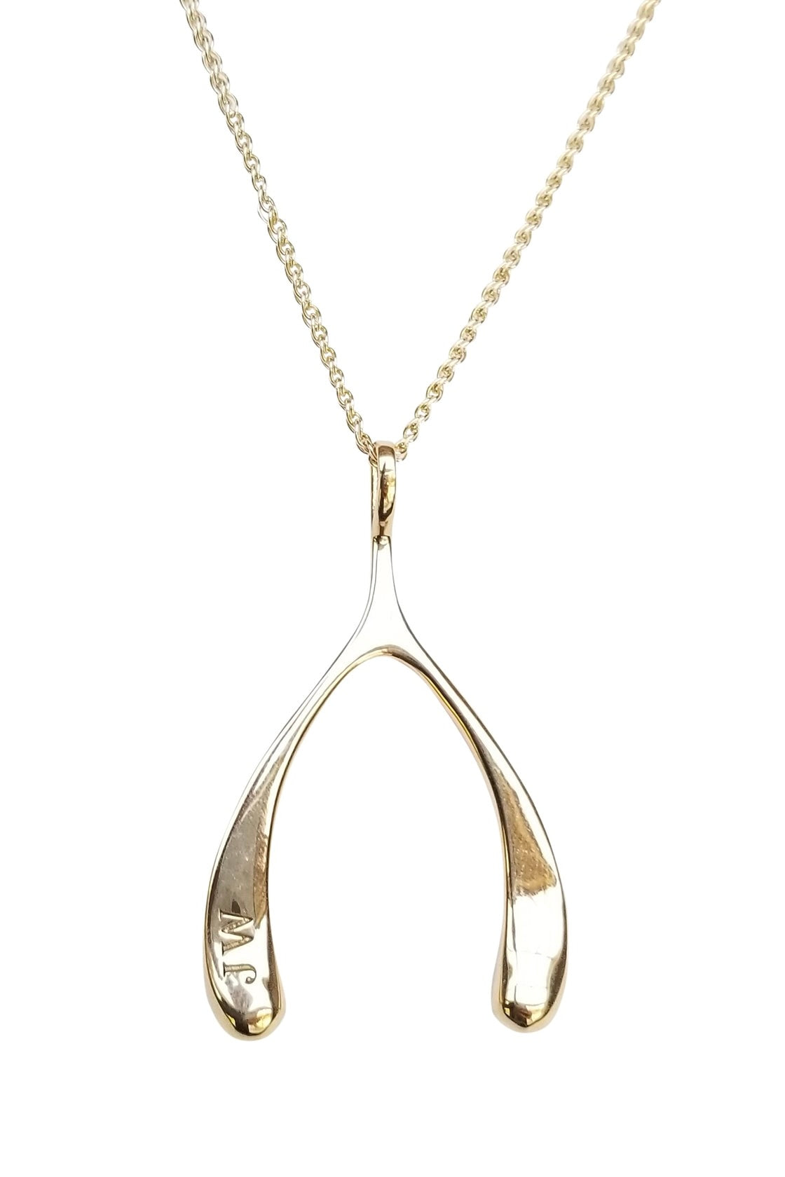 LUCKY GOLD WISHBONE PENDANT- ADJ DELICATE CHAIN