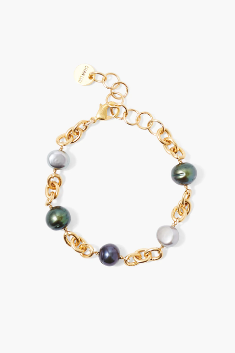 CHAIN LINK BRACELET W/PEACOCK PEARLS (BGZ-6303)