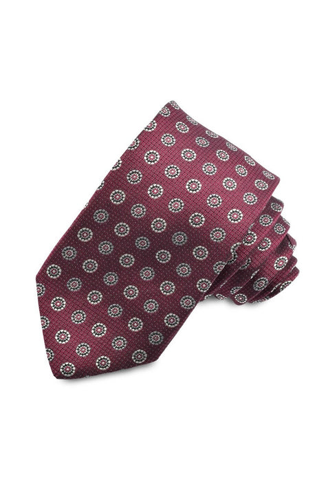 MAROON SMALL MEDALLION TIE OS