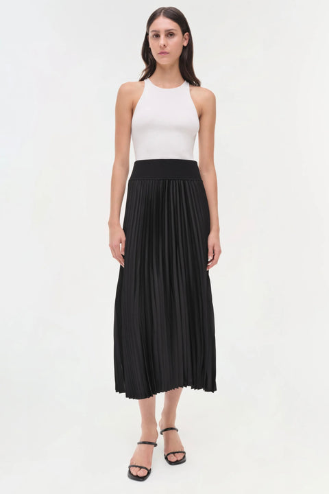 VALOR MIDI SKIRT W/CHEVRON PLEATING