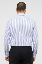 STRIPED TEXTURED MODERN FIT CUTAWAY COLLAR BLU