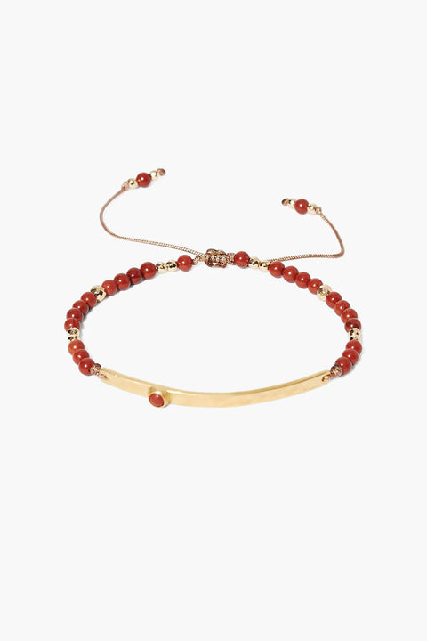 DELILAH PULL TIE BRACELET- RED JASPER MIX