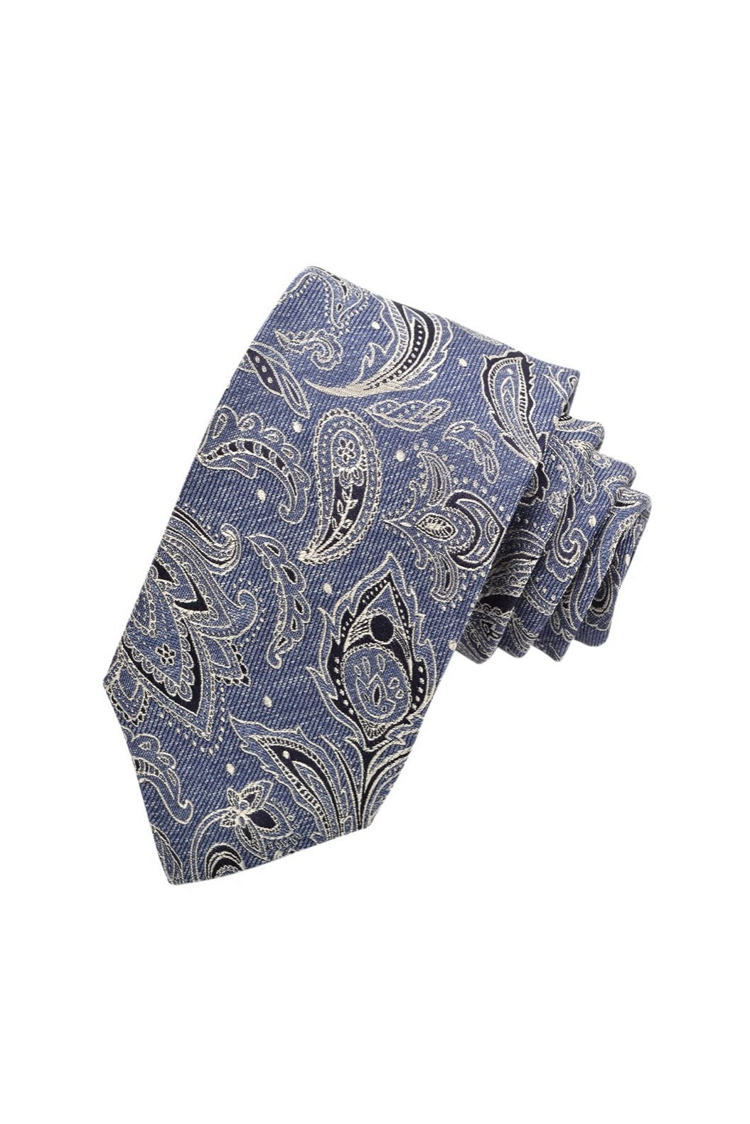 ITALIAN SILK PAISLEY TIE DENIM (OS)