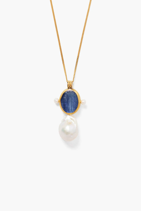 BEZEL KYANITE & PEARL NECKLACE (NG-15282)