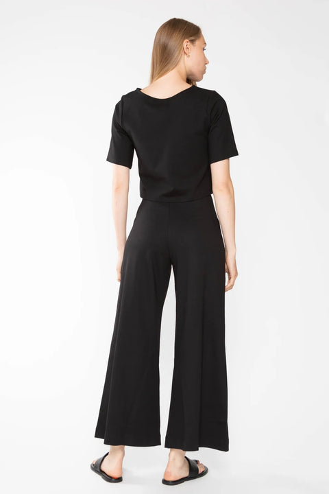 CROPPED PONTE KNIT WIDE LEG PANT