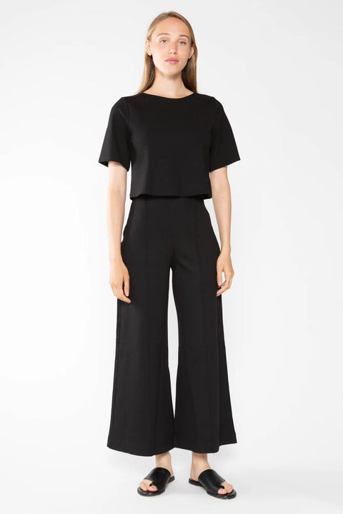 CROPPED PONTE KNIT WIDE LEG PANT