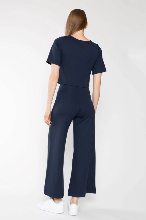 CROPPED PONTE KNIT WIDE LEG PANT