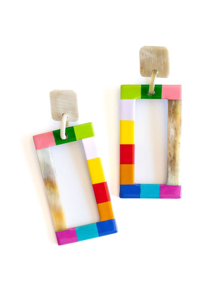 RAINBOW COLORBLOCK EARRINGS