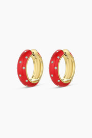 NOEL ENAMEL SHIMMER HOOPS- RED/GLD