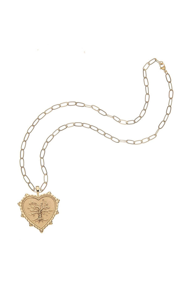 FAITH HEART PENDANT NECKLACE- DRAWN LINK CHAIN