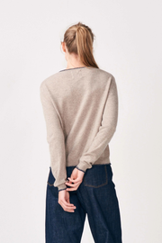 BLANKET STITCH CREW SWEATER