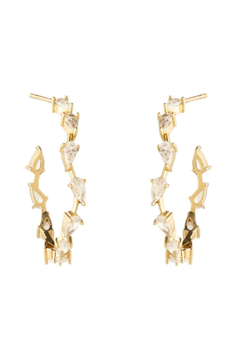 WORTH CRYSTAL HOOPS- GLD/CLR