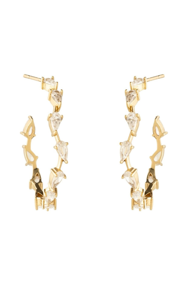 WORTH CRYSTAL HOOPS- GLD/CLR