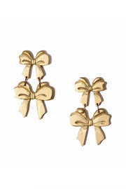 GOLD DOUBLE BOW EARRINGS