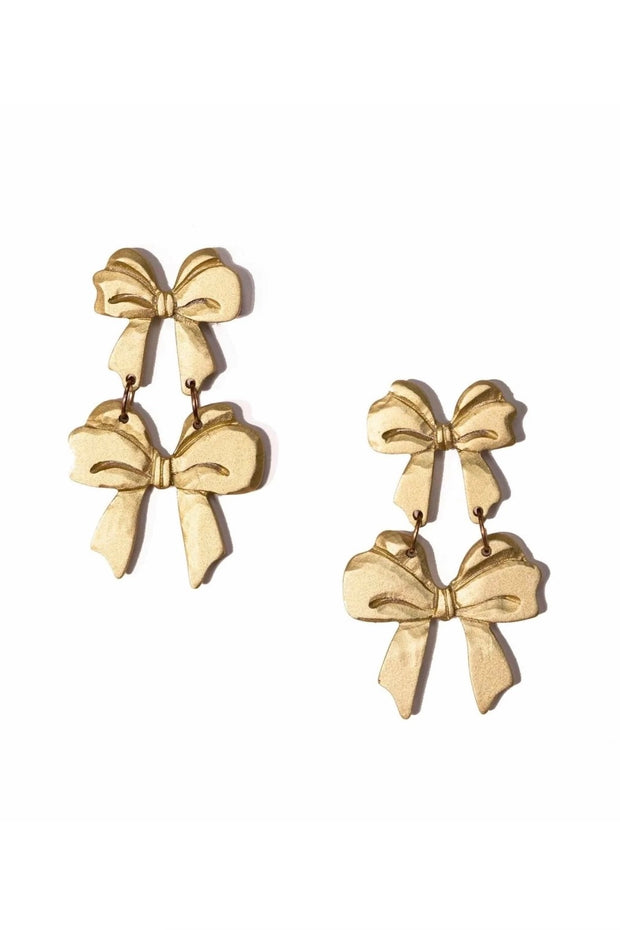 GOLD DOUBLE BOW EARRINGS