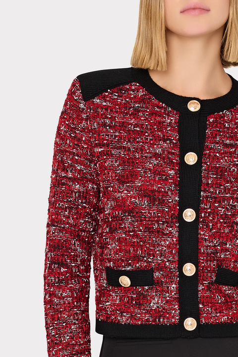 KELLY TWEED TEXTURED KNIT CARDIGAN