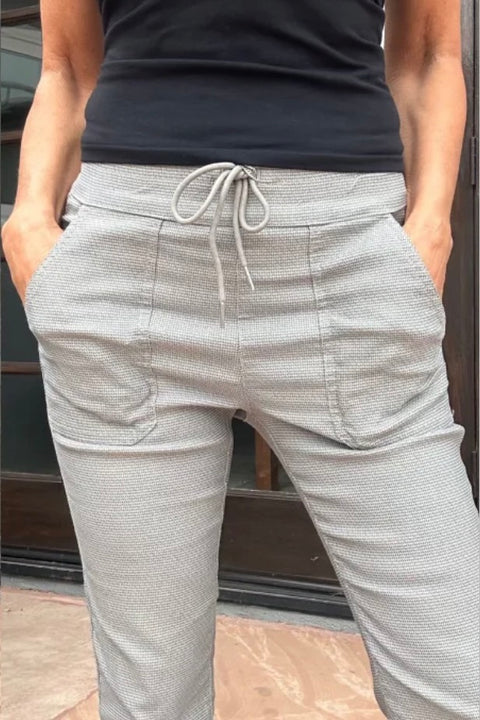 TALI PANT- LT GRAY HERRINGBONE