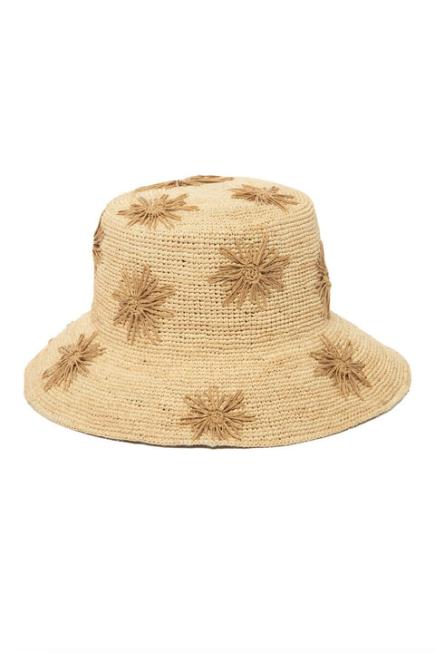 CROCHET RAFFIA BUCKET HAT W/SUNS