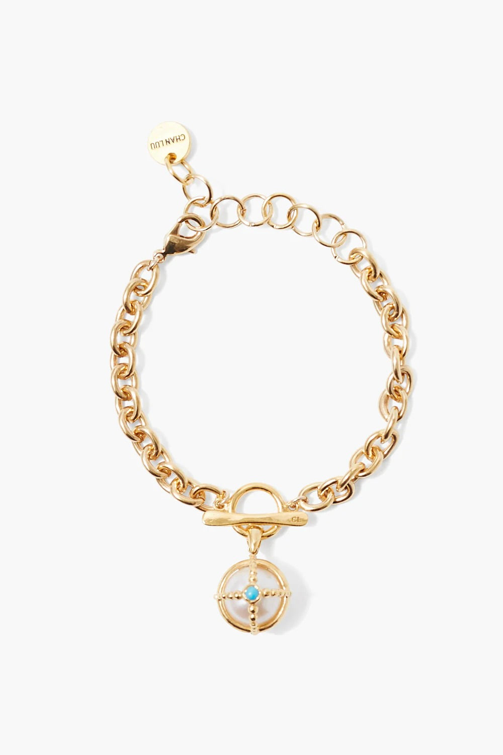 CHAIN LINK BRACELET W/CAGED PEARL (BGZ-6301)