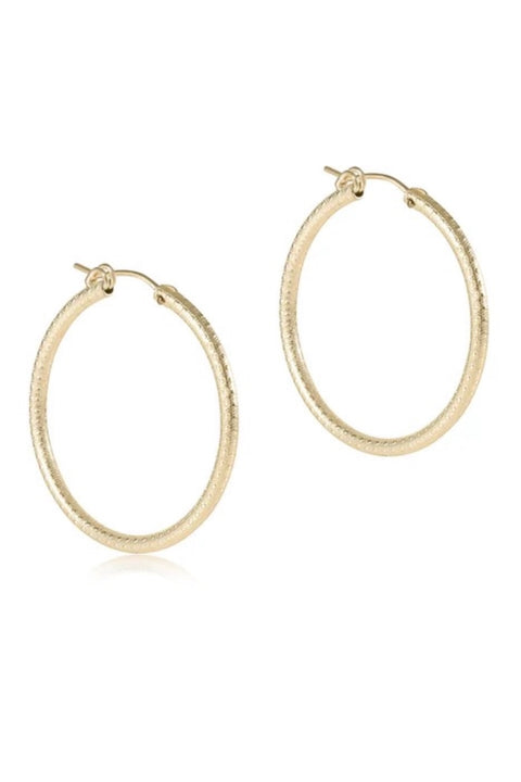 1.125" TEXTURED TWIST HOOP- GOLD