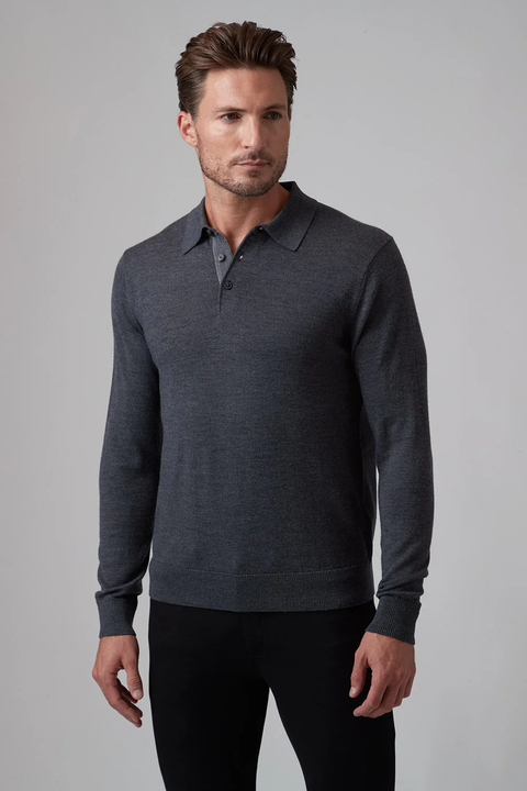 LOGAN L/S 3 BUTTON POLO  CHA