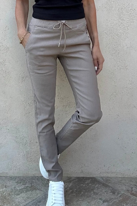 SHELY PANT- DK BEIGE STRIPE