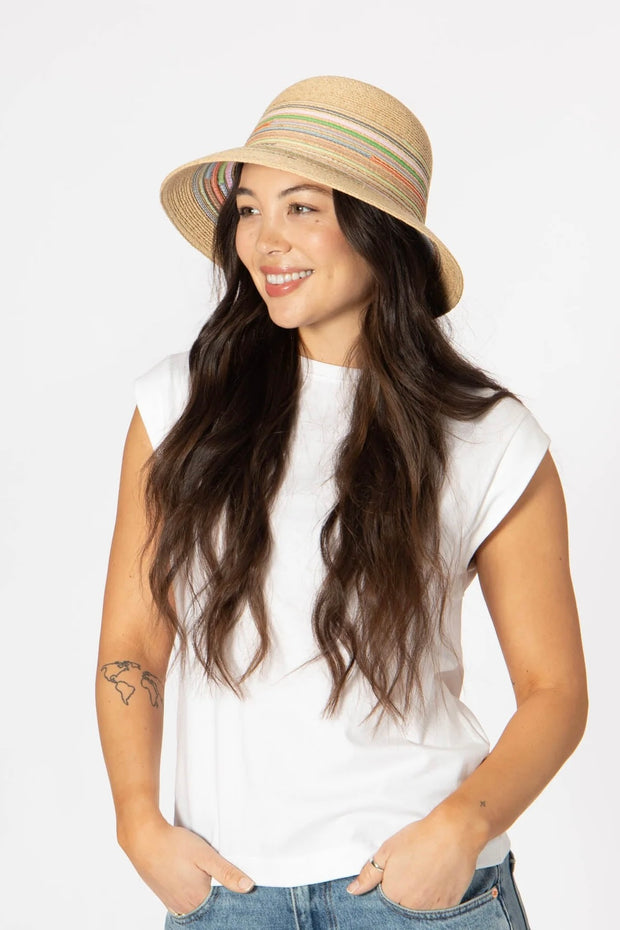 MIXED RAFFIA BRAIDED HAT