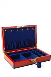 EDEN LACQUER JEWELRY BOX-ORANGE/NAVY