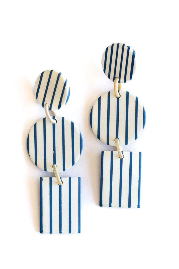 BLUE STRIPE HARBOR EARRINGS