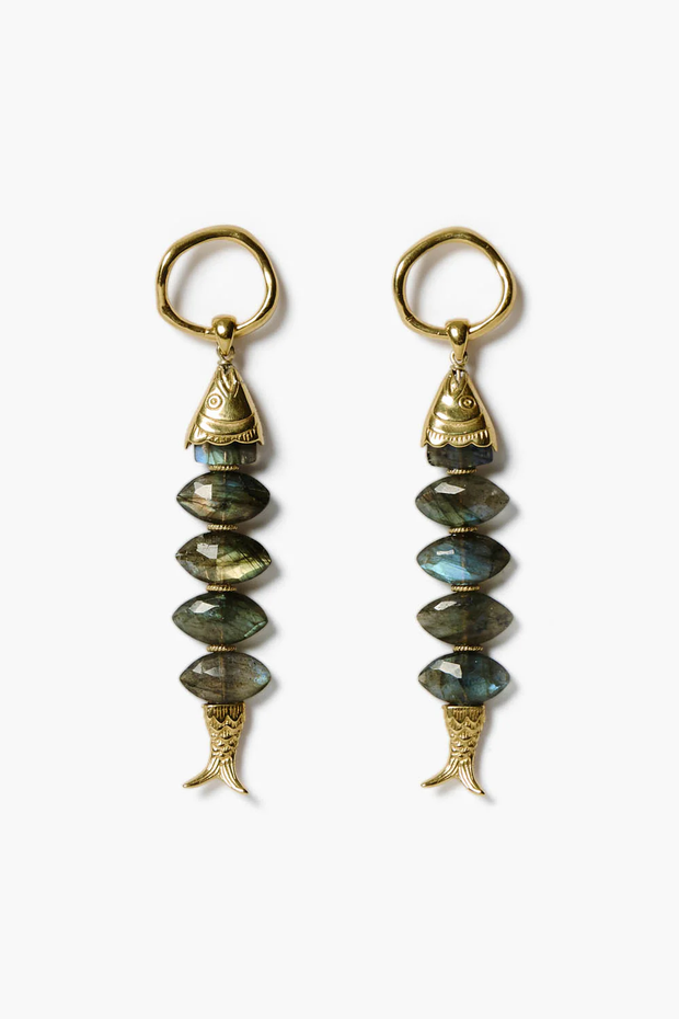 ELONGATED LABRADORITE FISH EARRINGS (EGZ-5856)