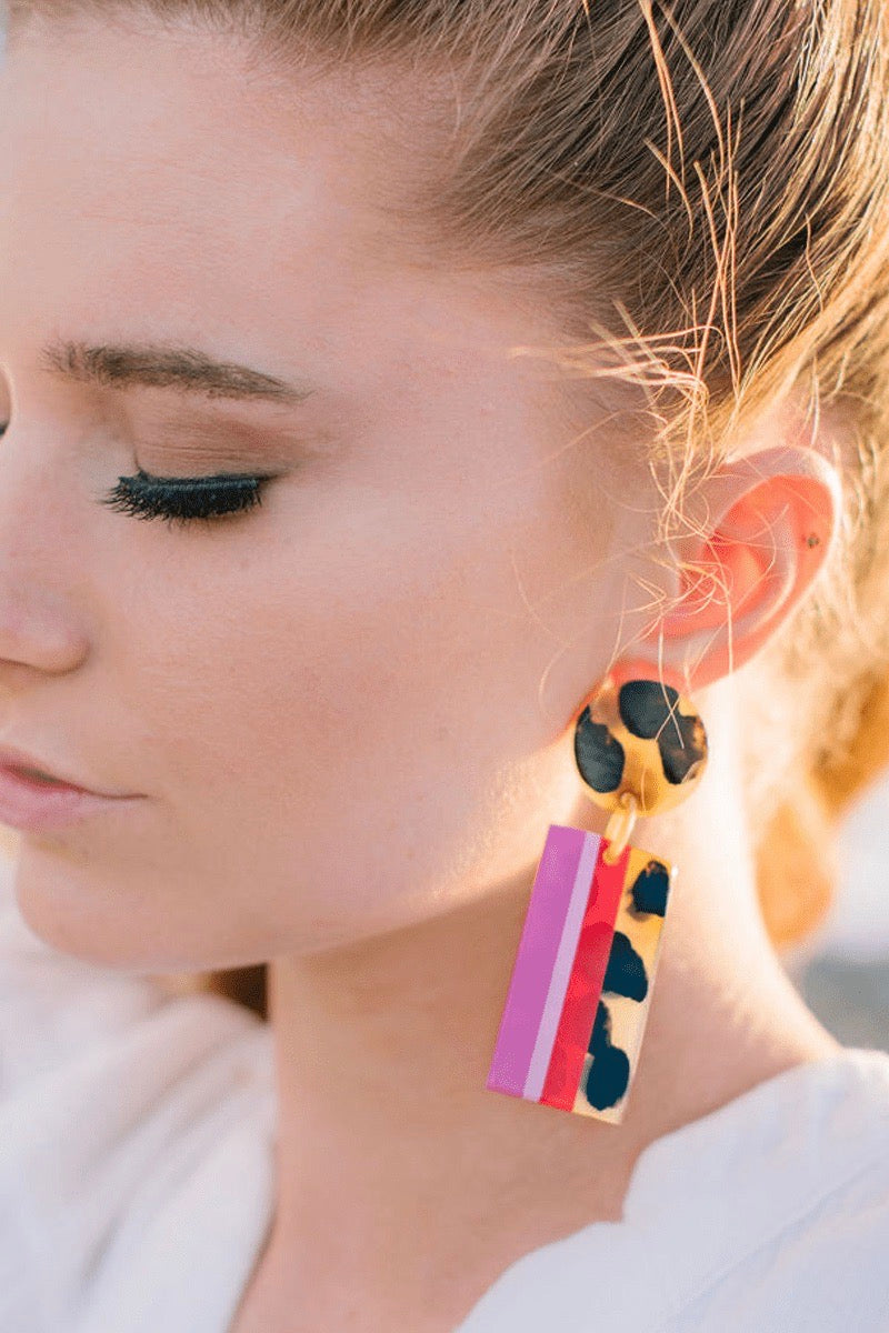 PINK TORTOISE STATEMENT EARRINGS