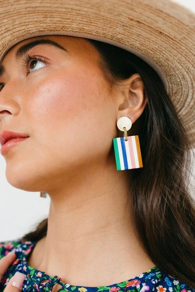 DESERT STRIPE BLOCK DANGLE EARRINGS