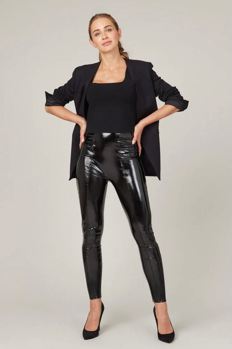 NewL Women Mirror Faux Patent Leather Leggings Wet Look Reflective